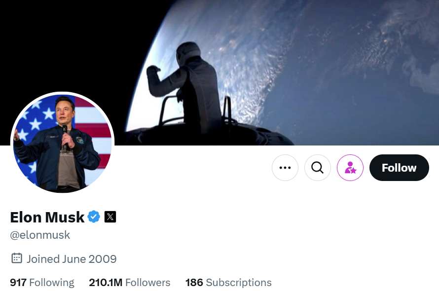 馬斯克周二把帳號改回正常名字及頭像。(互聯網)