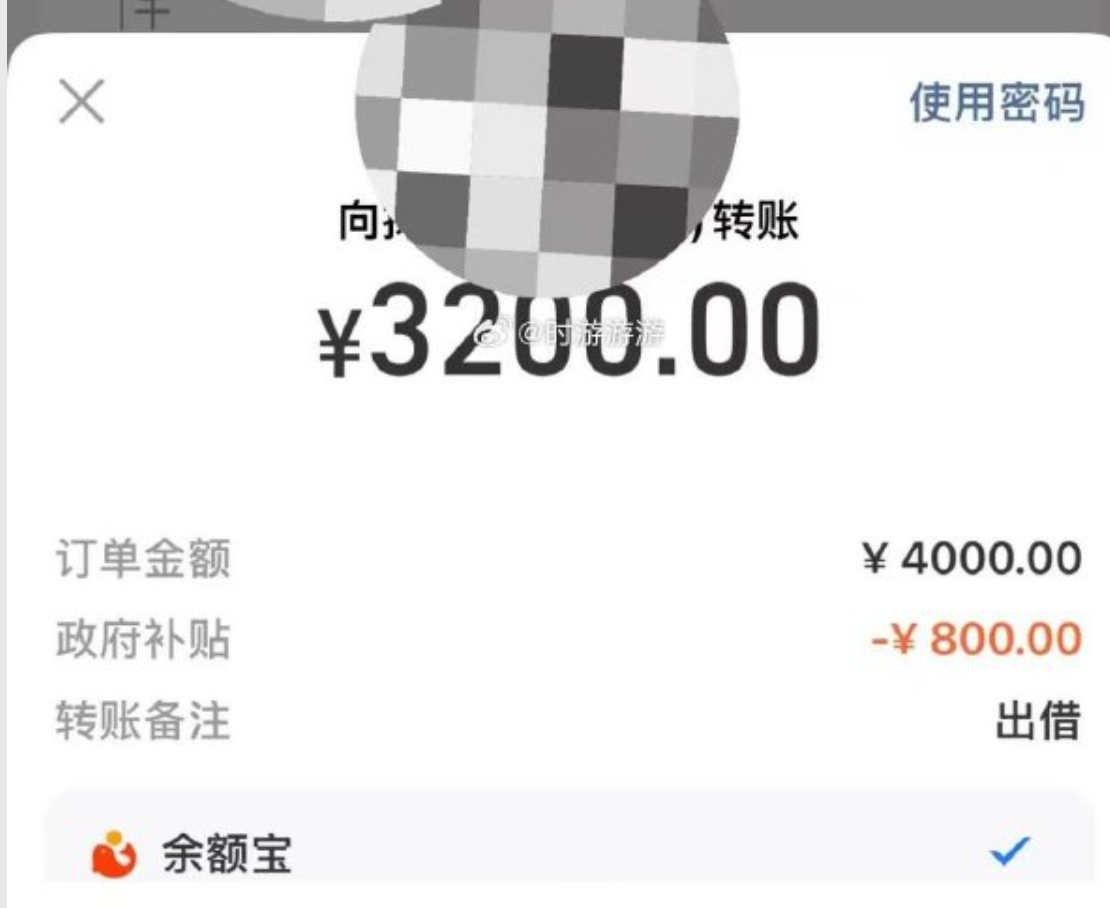 內地多位支付寶用戶周四下午2時40分至2時45分通過支付寶進行個人轉賬、信用卡支付、繳費等操作時,均收到「政府補貼」提示,享有20%減免優惠(網上圖片)