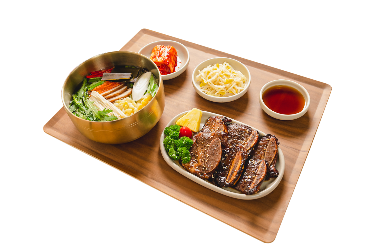 韓式秘汁 LA 牛小排 ($108,加$20升級烏冬套餐)