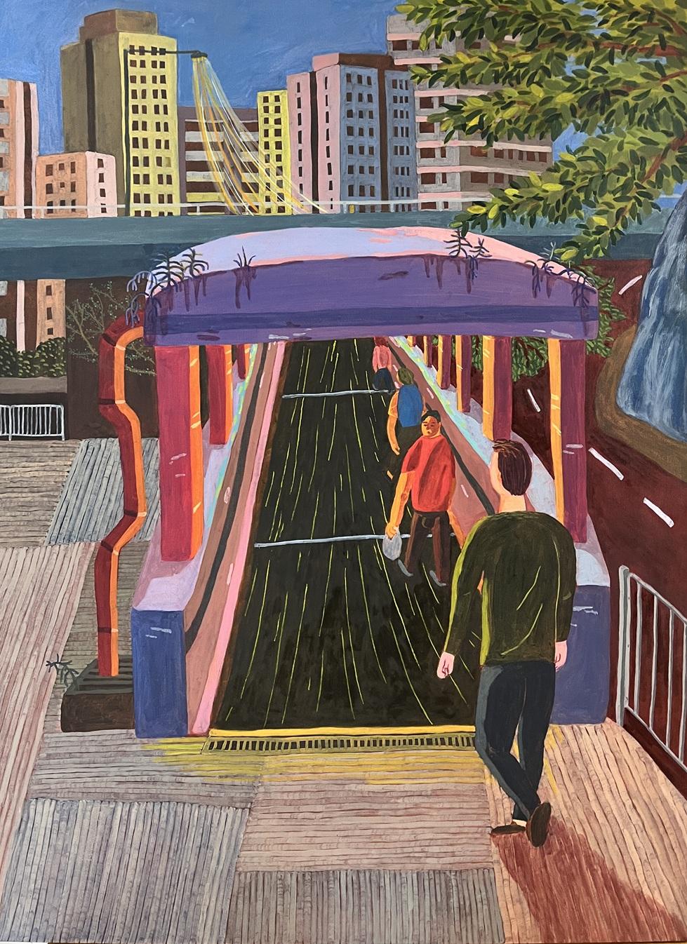 曹穎褀油畫作品《前往光輝圍》。