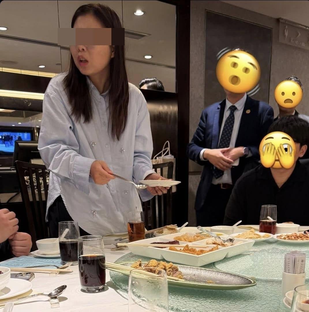 一名普通話女子疑似白撞出席校友會食霸王餐。(網上圖片)