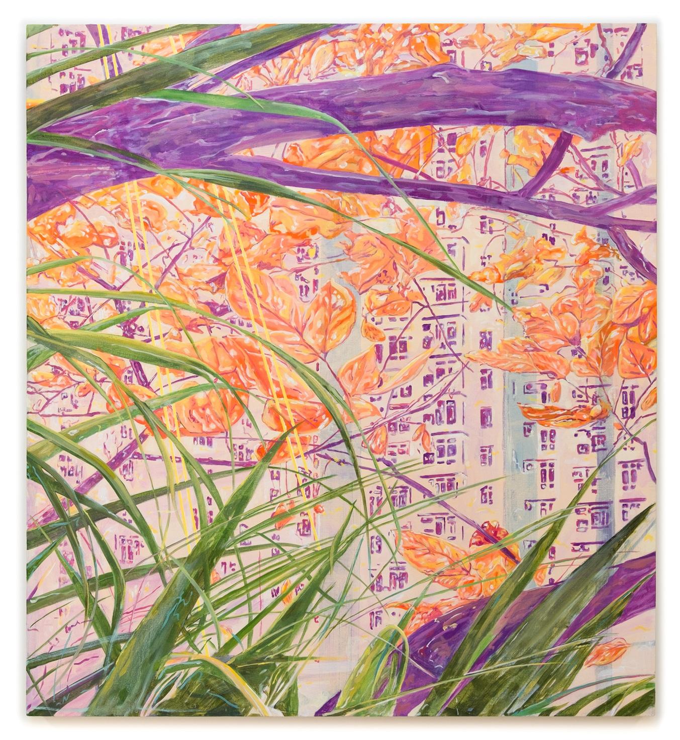 劉兆聰油畫作品《枝葉的愜意2》。