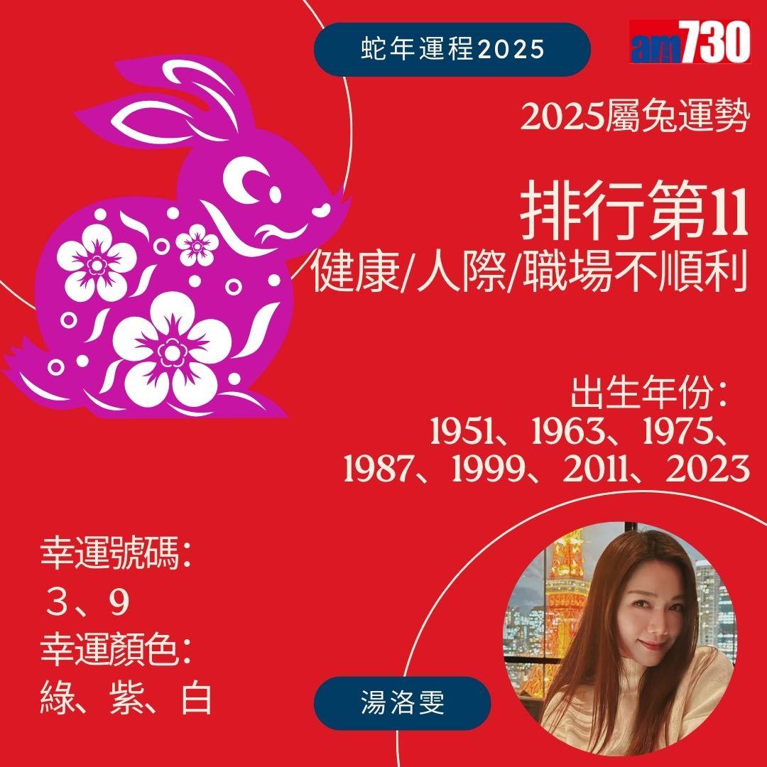 七師傅2025|蛇年12生肖運程排行榜 - 兔排行第11