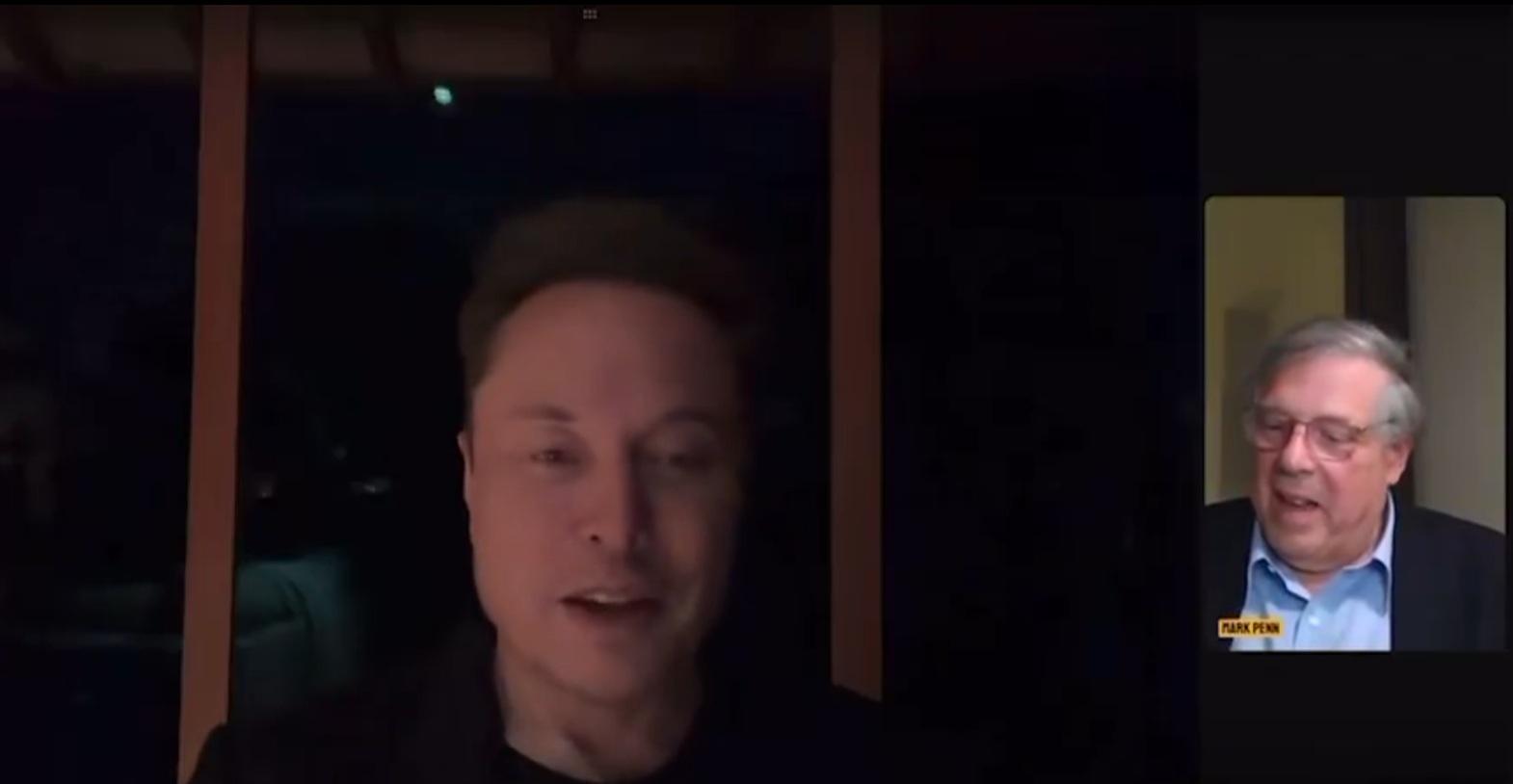 馬斯克於社交平台X接受Stagwell執行長Mark Penn訪問。(X截圖)
