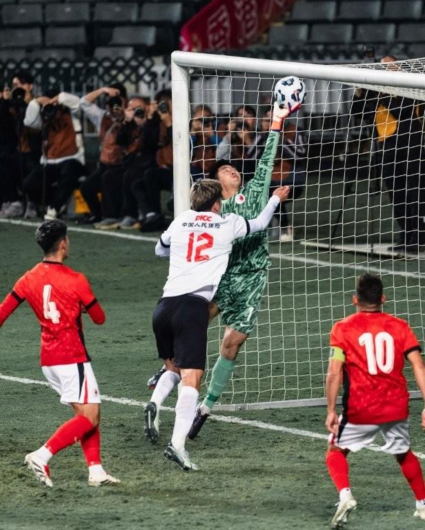 港隊門將伍瑋謙表現不俗。(HKFA FB)