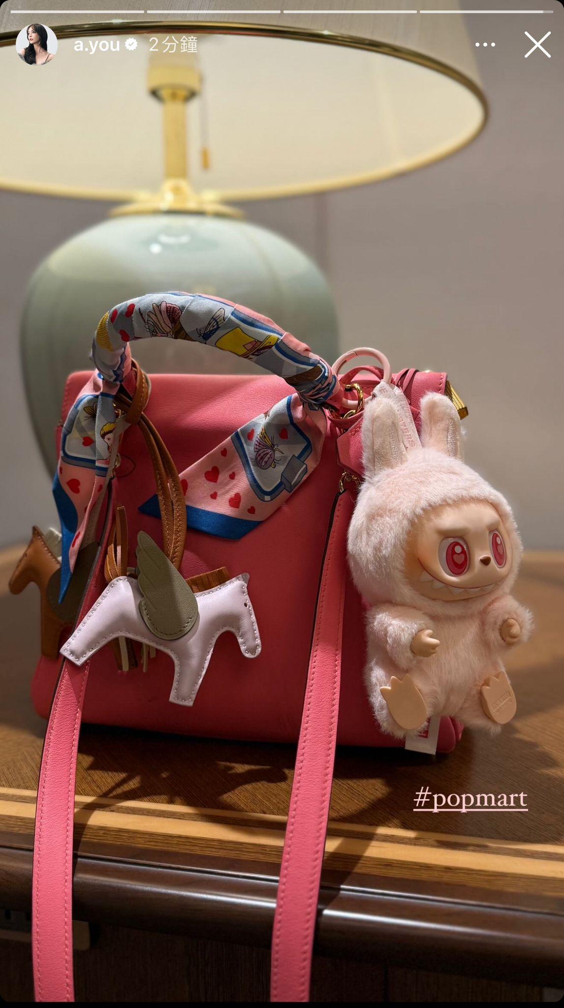 步姐把Labubu公仔掛在包包作掛飾。