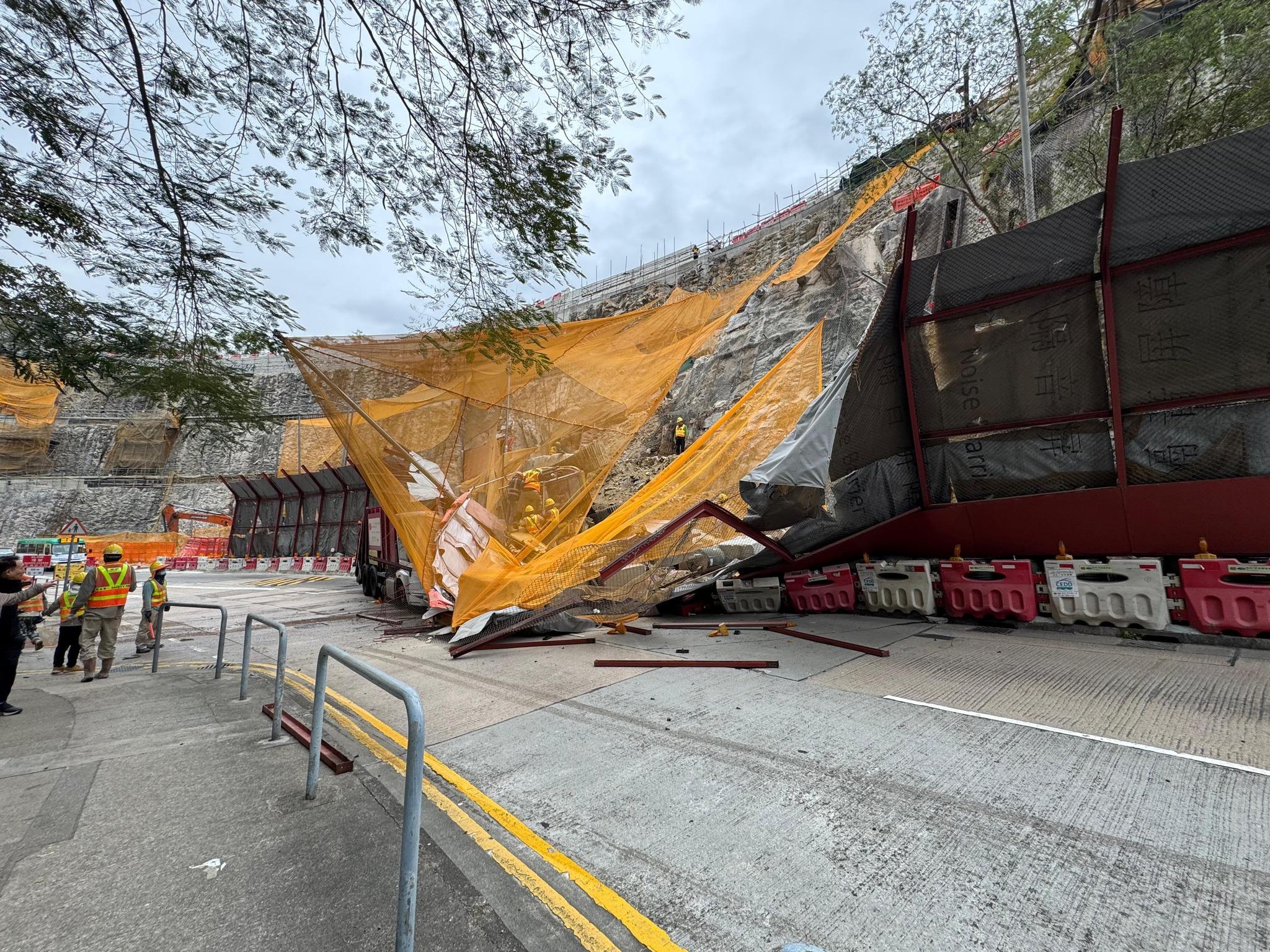 藍田康華苑對開連德道斜坡工地意外。(香港建造業總工會)