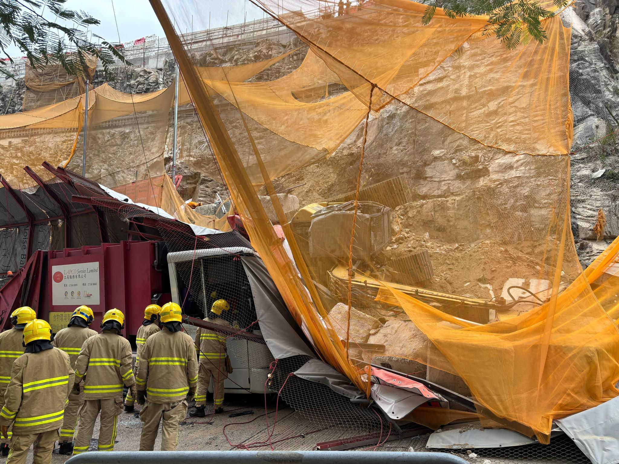 藍田康華苑對開連德道斜坡工地意外。(香港建造業總工會)