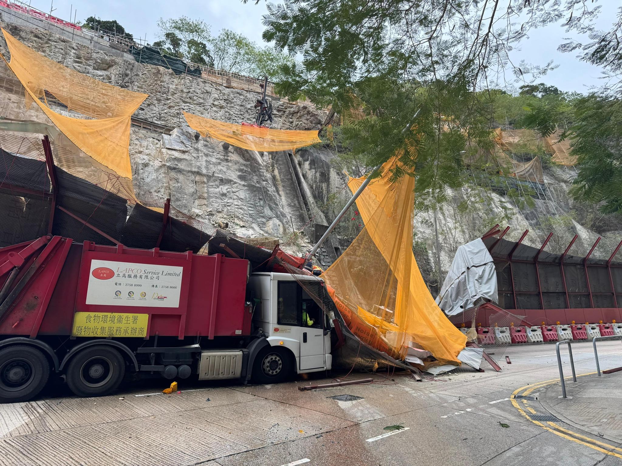 藍田康華苑對開連德道斜坡工地意外。(香港建造業總工會)