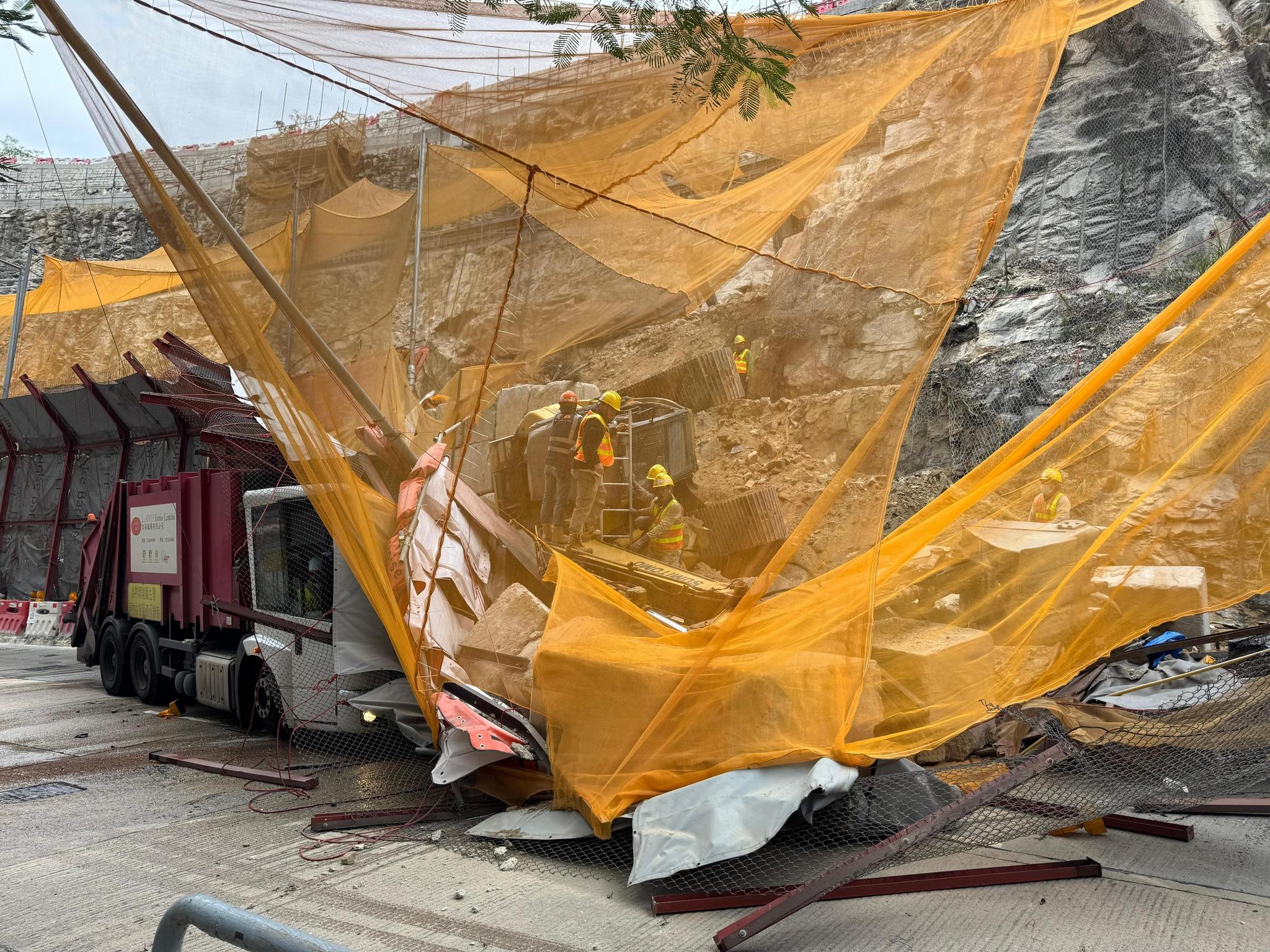 藍田康華苑對開連德道斜坡工地意外。(香港建造業總工會)
