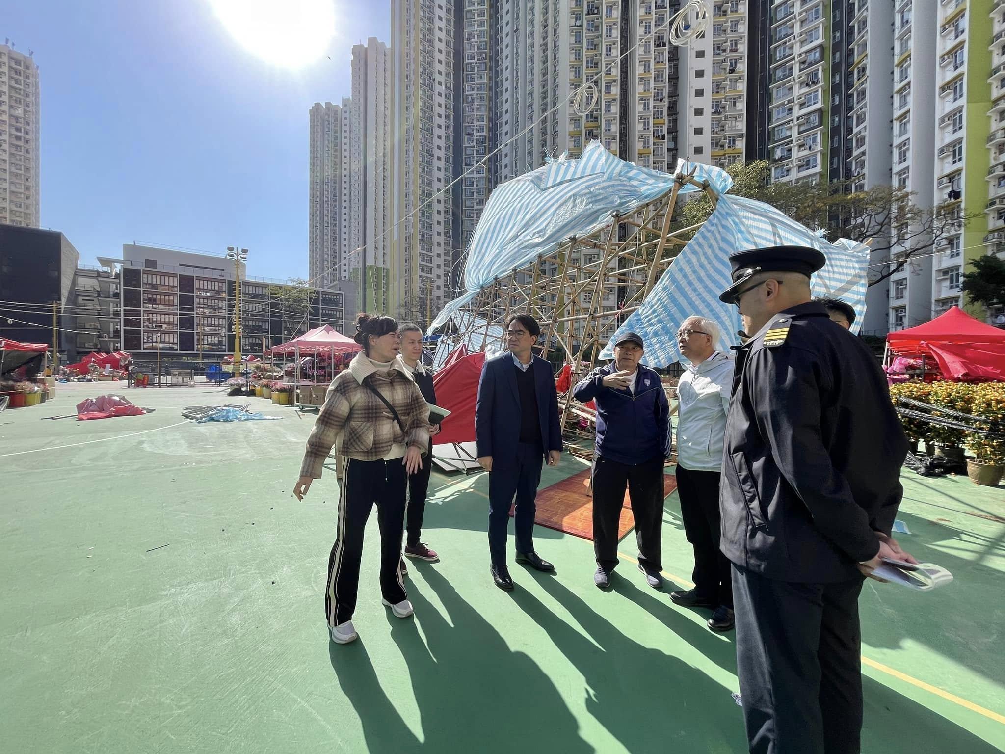 農曆新年2025|長沙灣年宵攤檔被強風破壞暫關閉 謝展寰:目標今晚重開(更新)