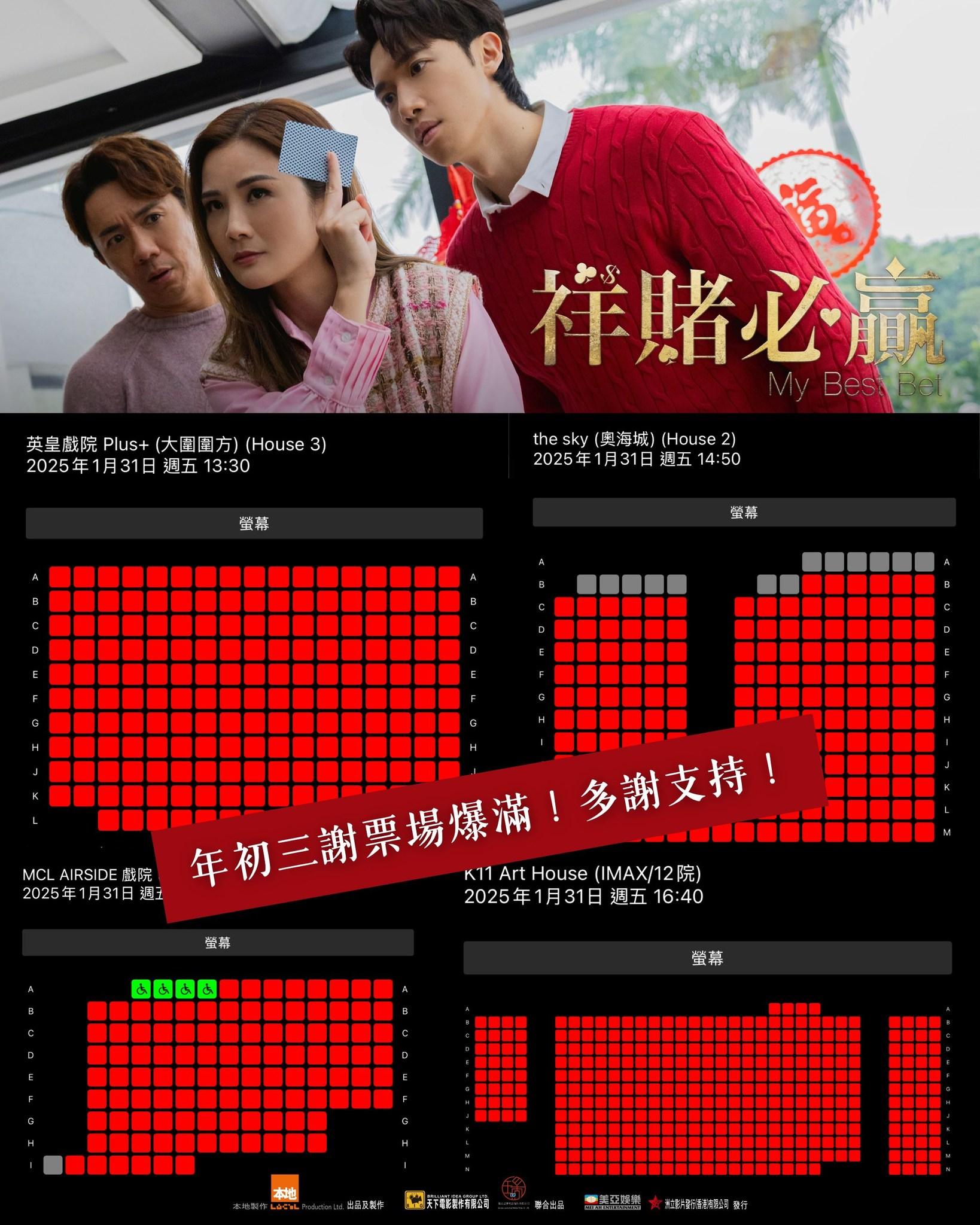 《祥賭必贏》的謝票場已經滿座。