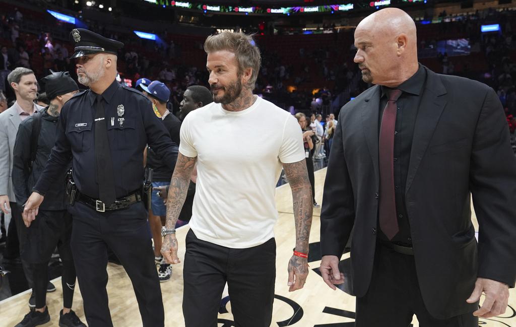 國際邁亞密班主的碧咸現身熱火主場。(美聯社)