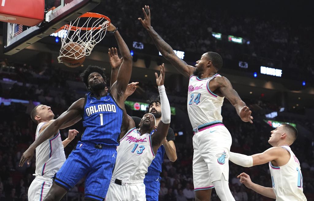 熱火加時125:119擊敗魔術。(美聯社)