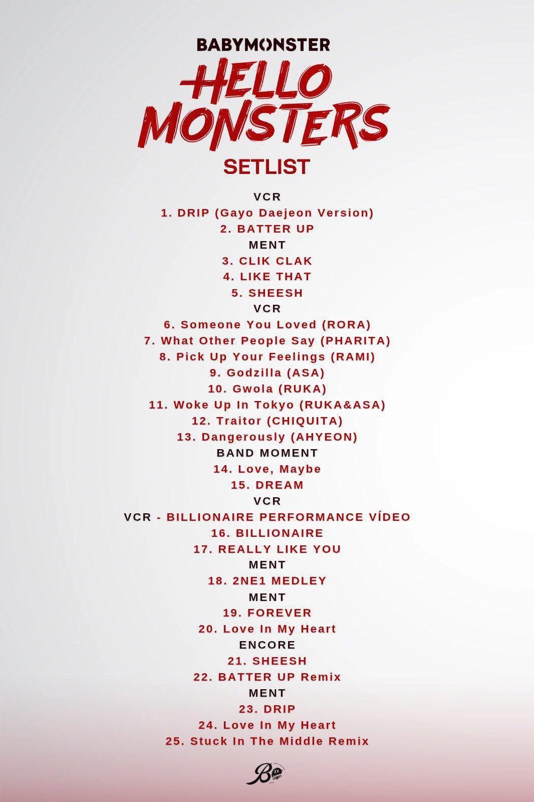 BABY MONSTER世巡首爾站歌單。