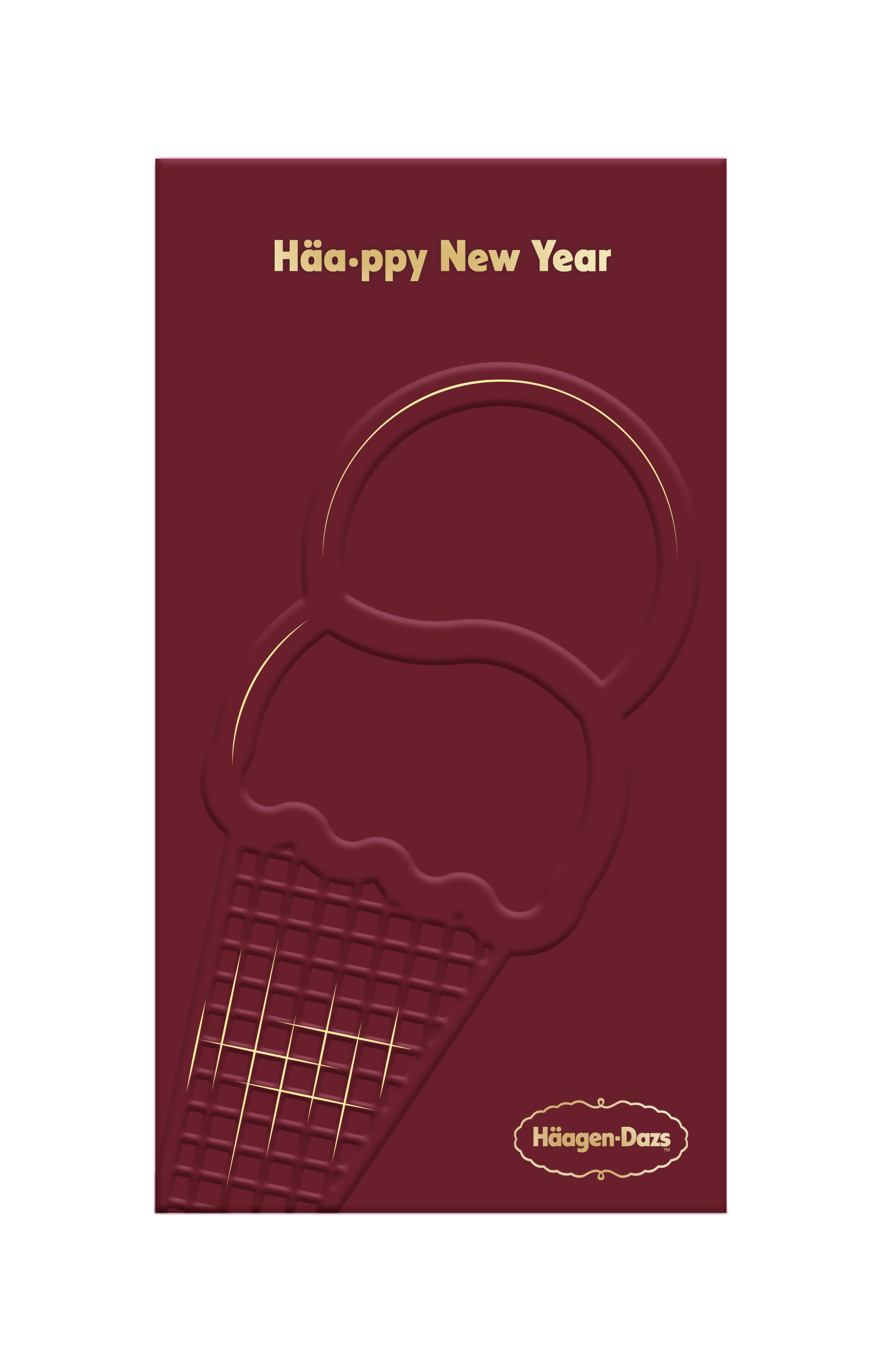 雪糕利是封上的雙球雪糕以燙金浮凸印刷,派利是夠得體。