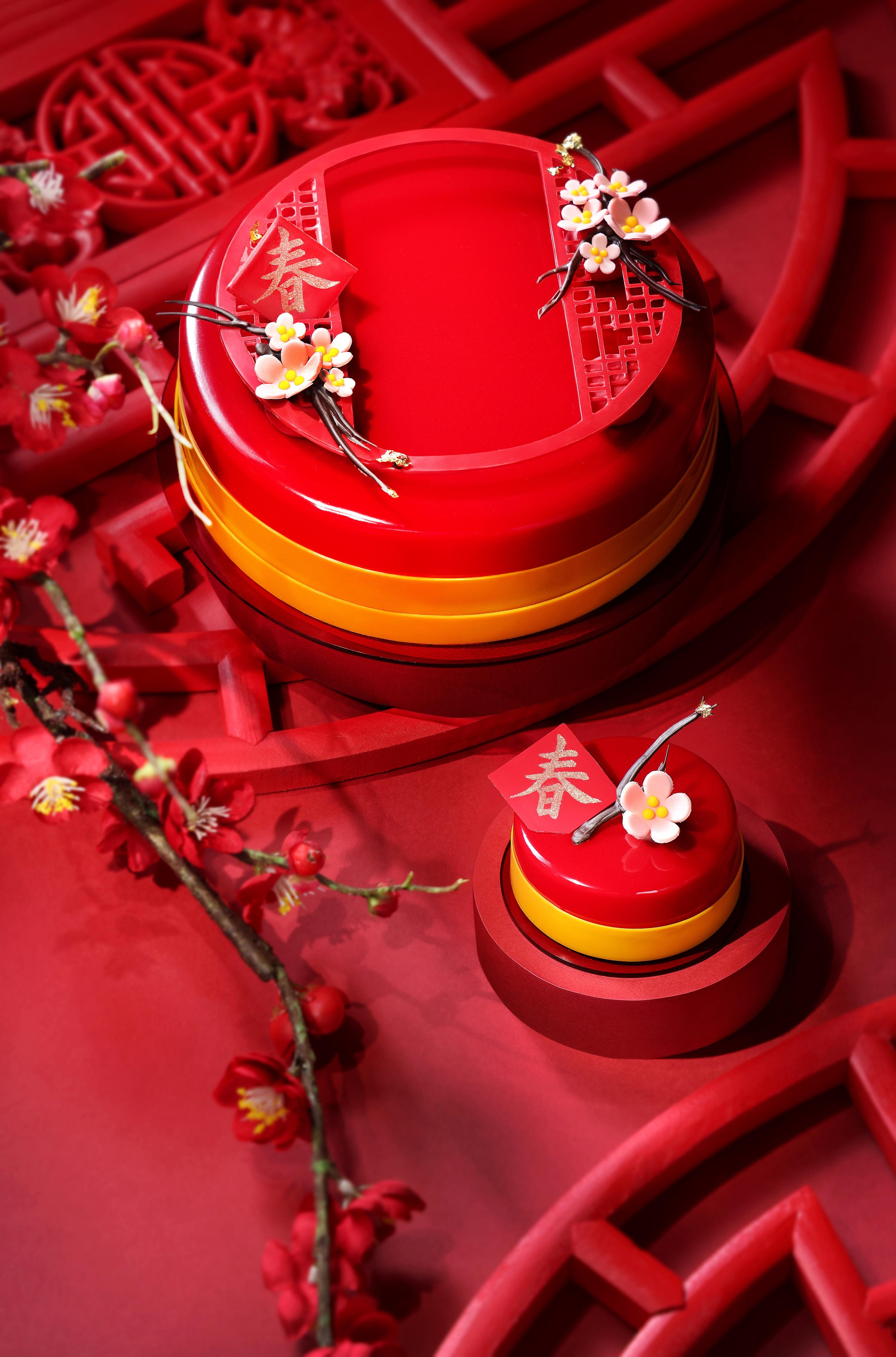 「桃花春韻」賀歲蛋糕 $468 (1.5磅裝) /迷你蛋糕$58