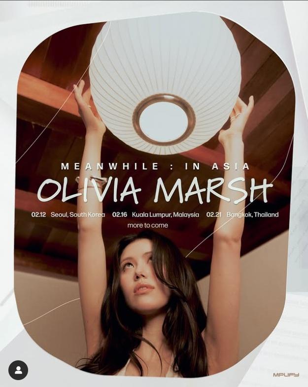 Olivia Marsh宣布舉行亞洲巡迴見面會。