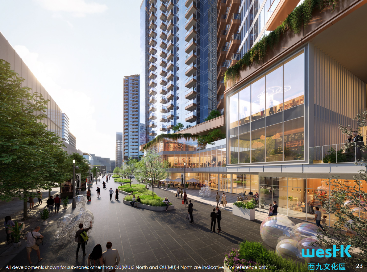 西九管理局建議申請興建7幢建於三層平台上的住宅大樓,涉近2,000伙(區議會文件截圖)