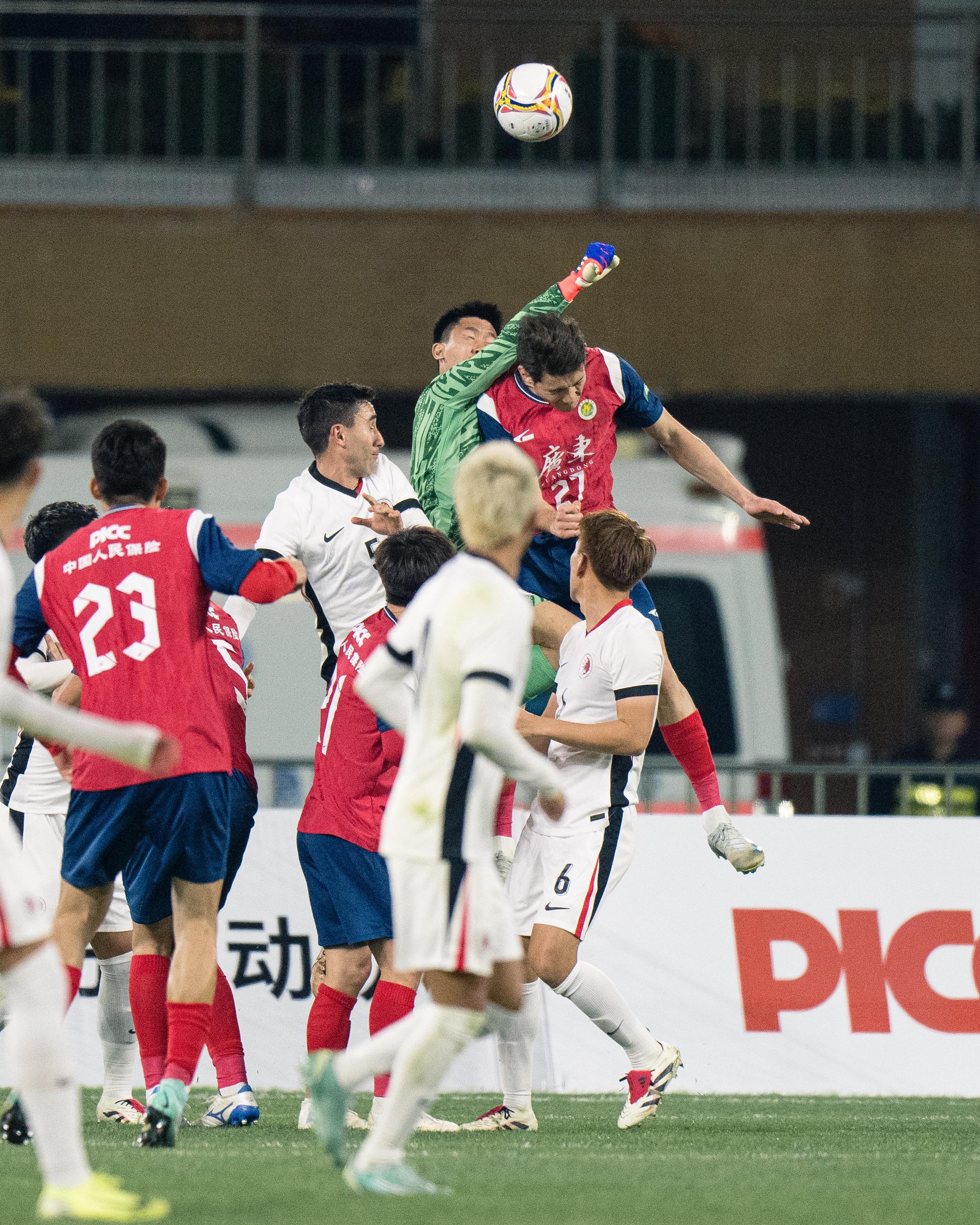 香港隊在省港盃首回合作客被廣東迫和1:1。(香港足總圖片)