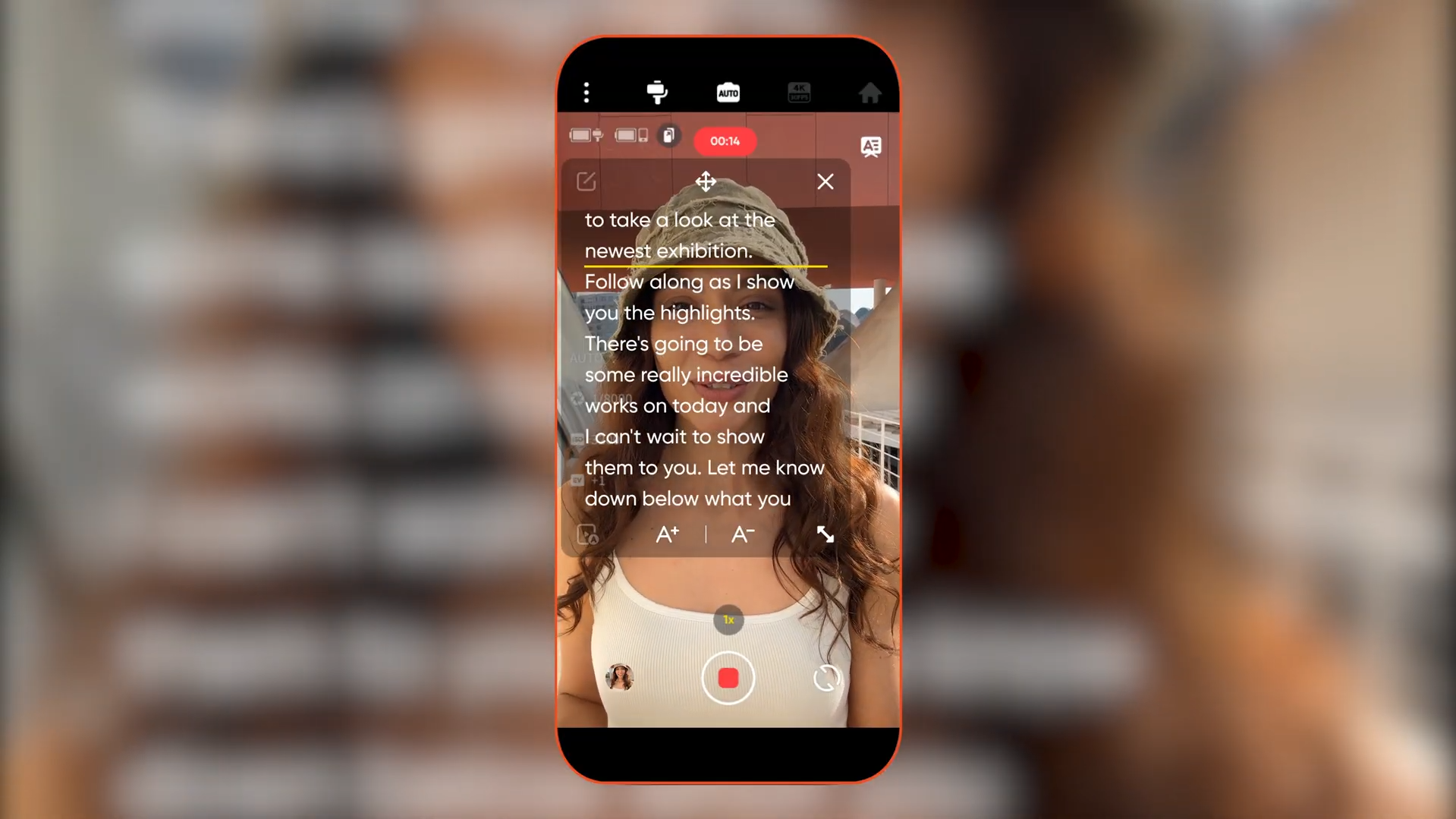 Insta360 Flow 2 Pro的提詞器模式幫助拍攝。