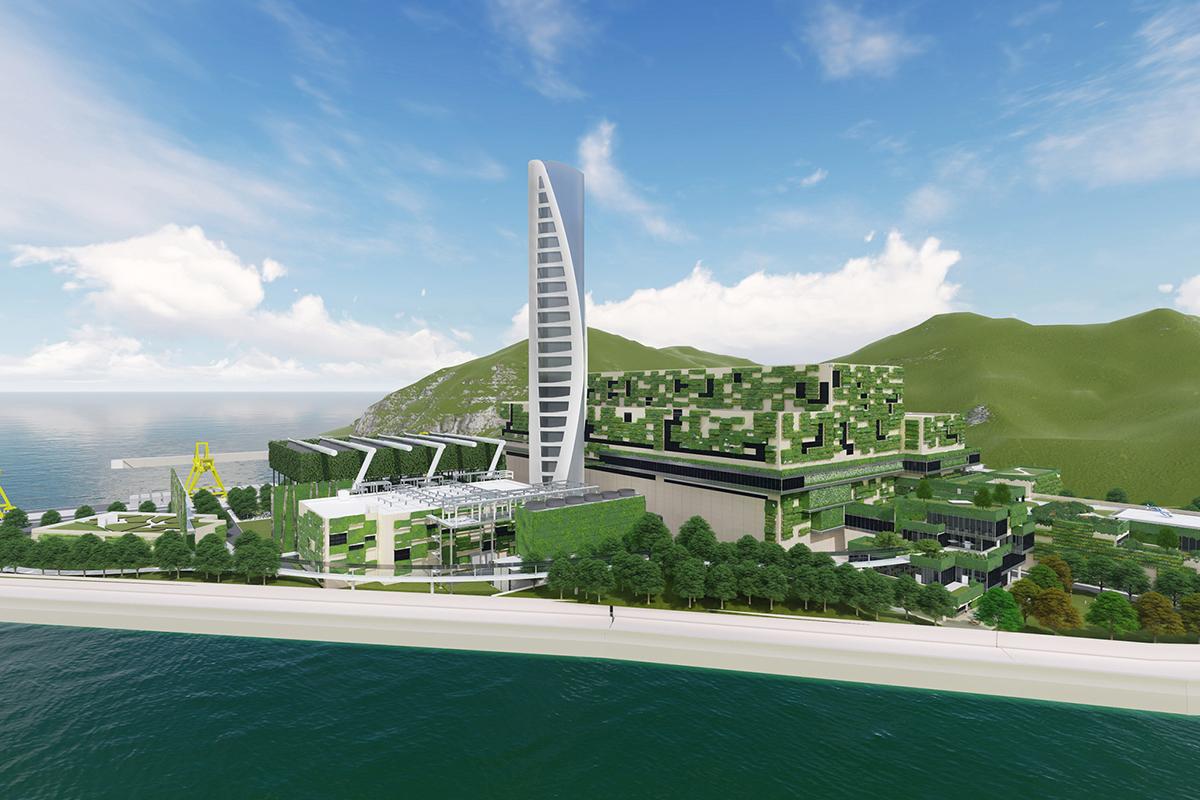 正在興建的首座處理都市固體廢物的轉廢為能設施預計年底投入運作。(謝展寰網誌)