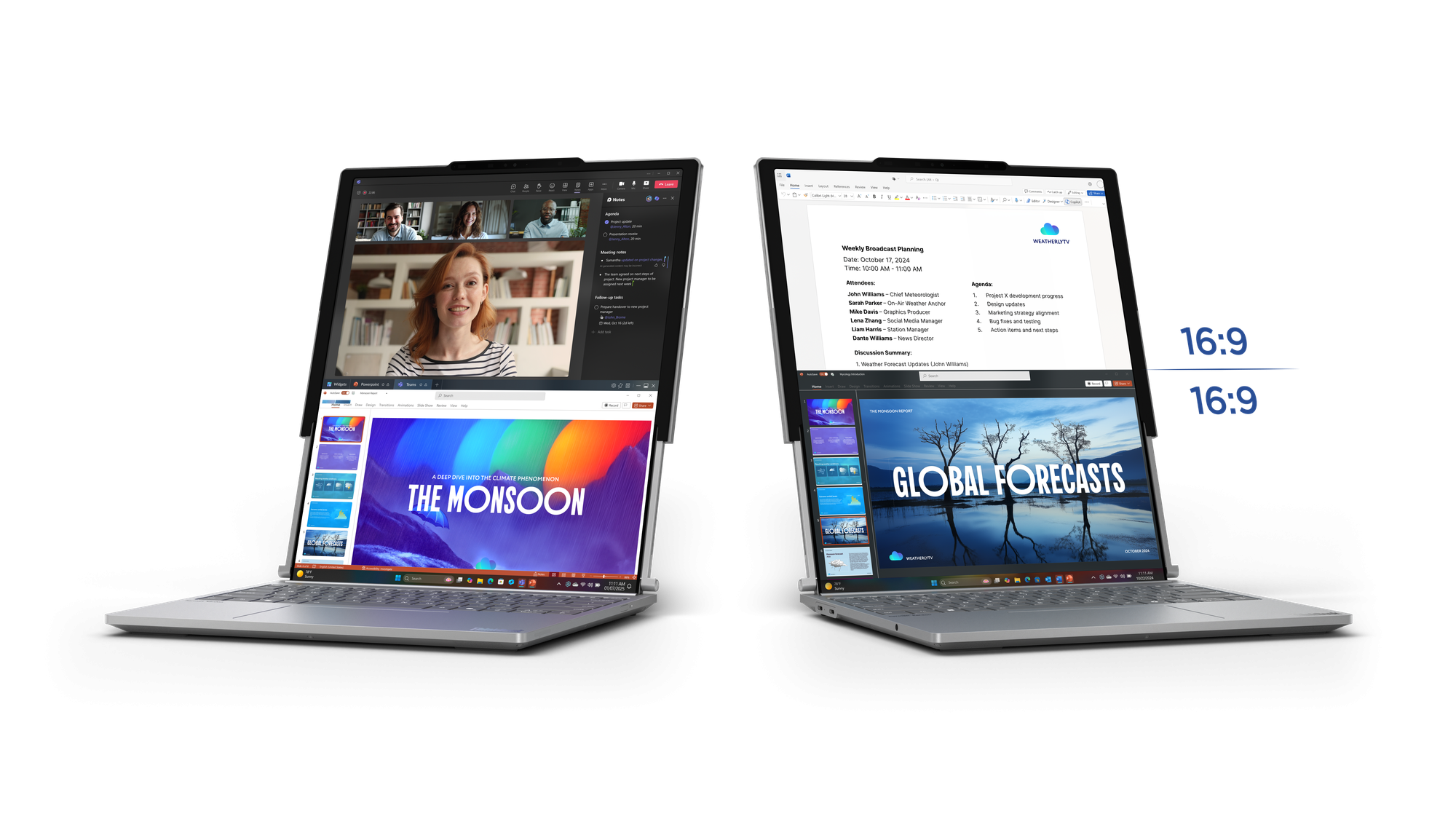 16.7吋可分別顯示兩個16:9視窗。