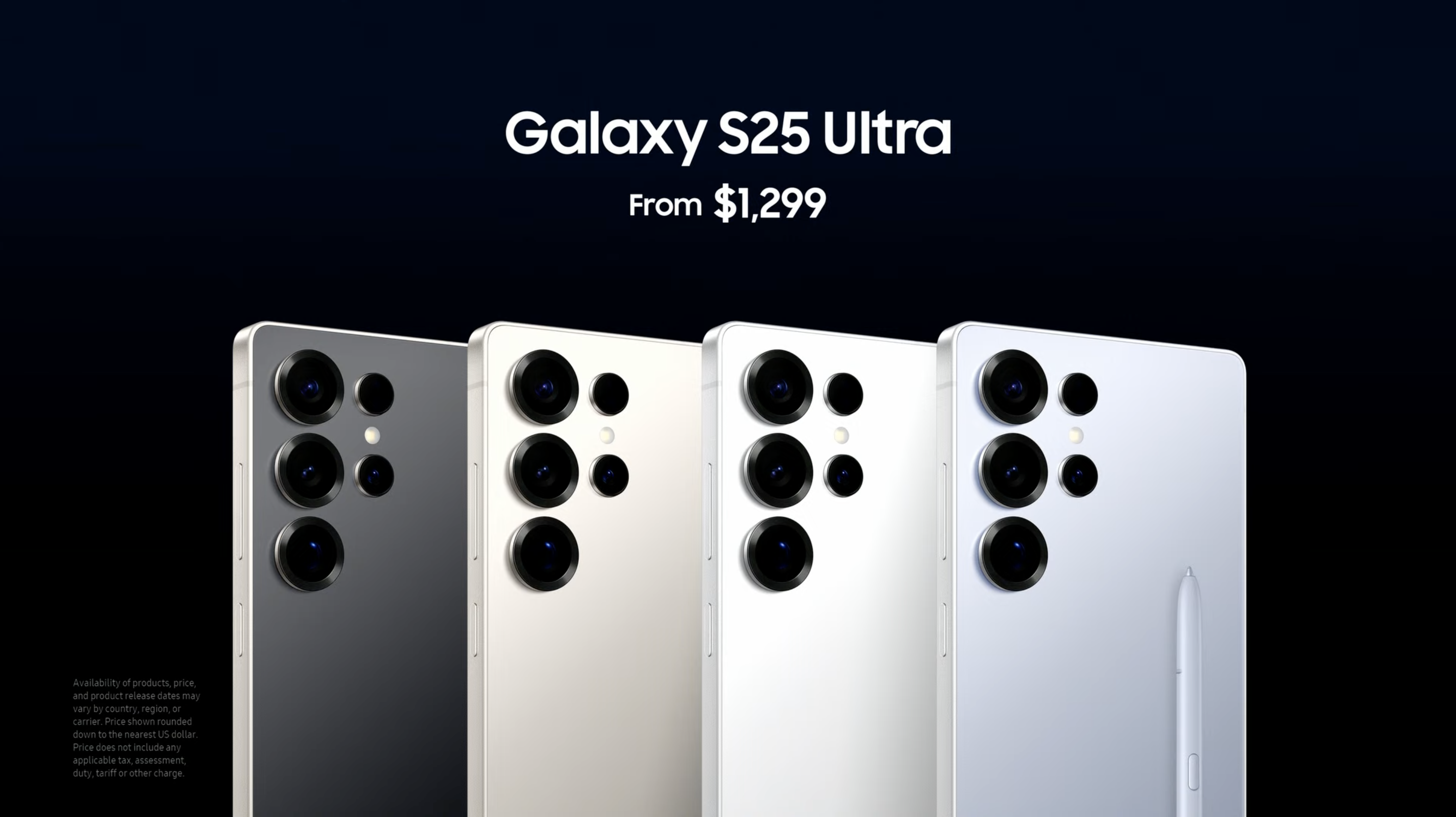 Samsung Galaxy S25 Ultra售價由1299美元起。