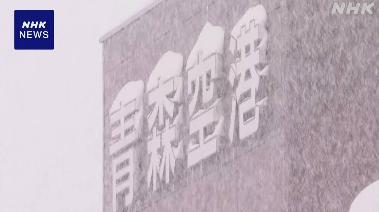 青森機場一帶持續落大雪。(互聯網)