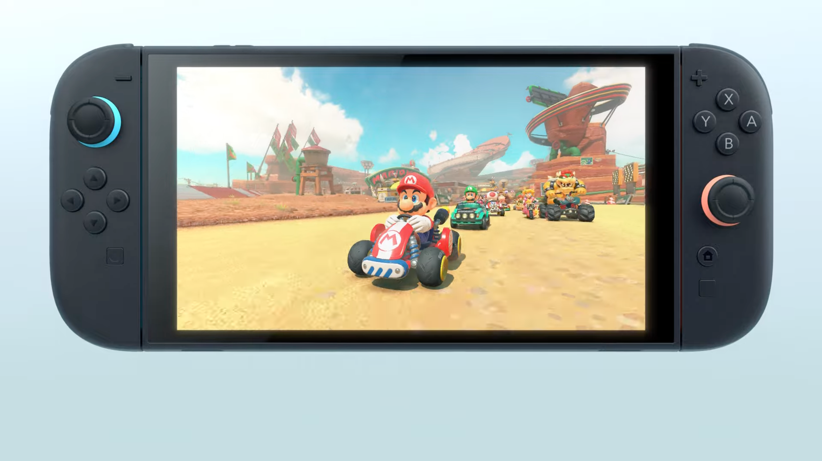 Switch 2換上全黑如Steam Deck般的造型。(影片截圖)