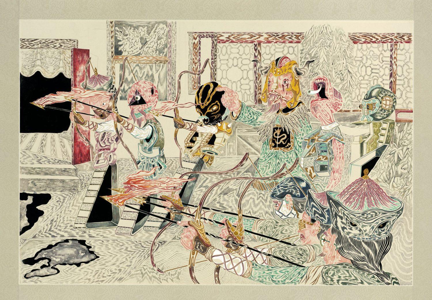 水墨宣紙作品 《火術士》。