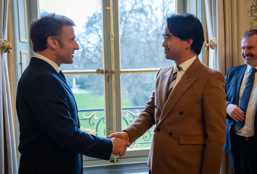 法國總統馬克龍於愛麗舍宮會見K11創辦人鄭志剛。