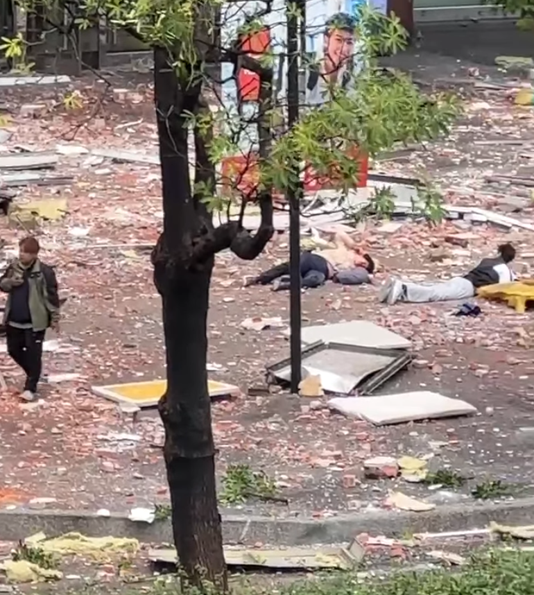 台灣台中市新光三越百貨發生氣爆(影片截圖)