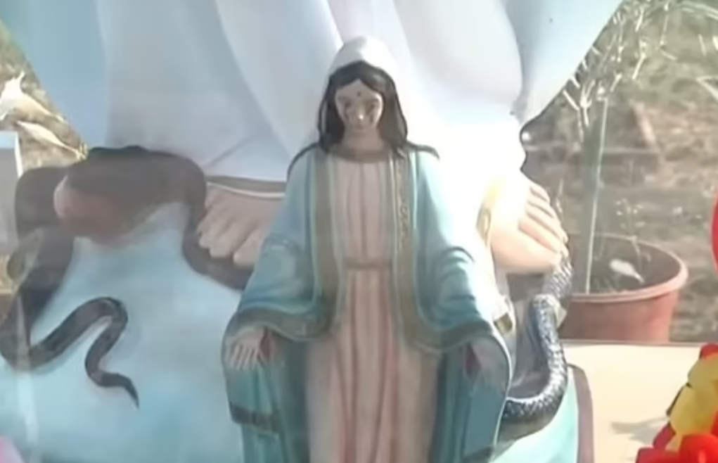 該聖母像的「血淚」驗出女被告的DNA。(互聯網)