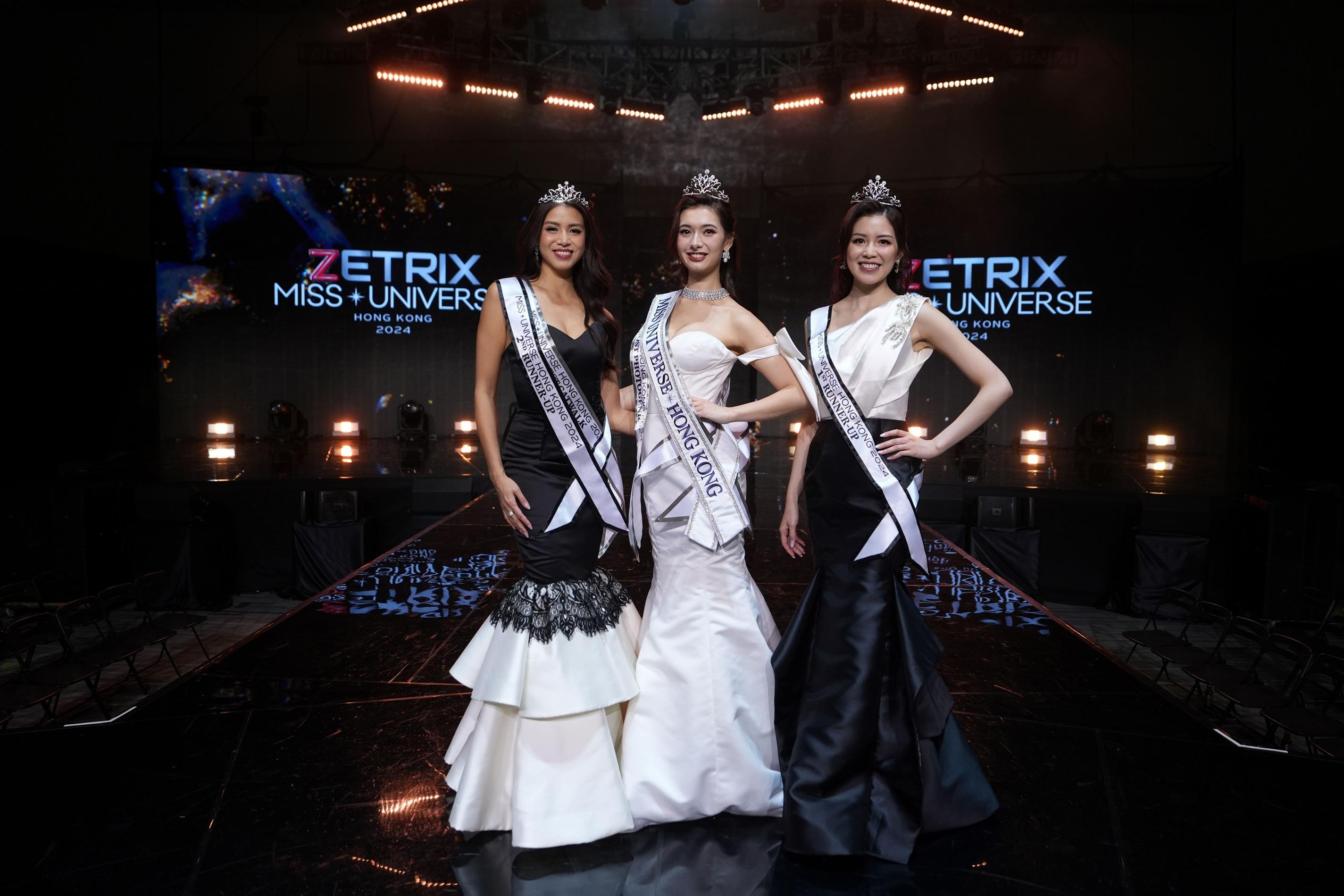 去年《環球小姐》三甲佳麗,(左起)季軍由雷莊𠒇、冠軍姚祖恩、亞軍甄蕎。