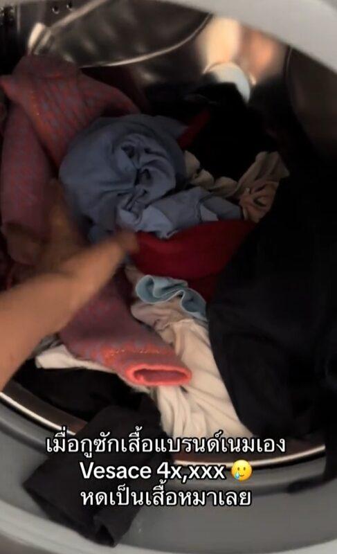 價值4萬泰銖(約9,000港元)的名牌外套轉眼就縮水成BB衫。(TikTok)