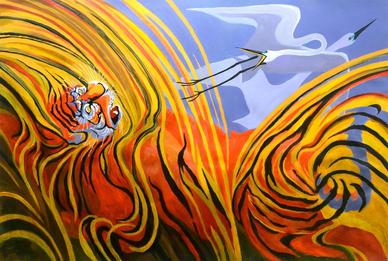 .Kensa Hung繪畫作品《Bengal Tiger Egret》。