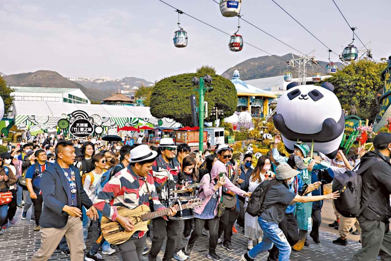 港產大熊貓龍鳳胎首見公眾