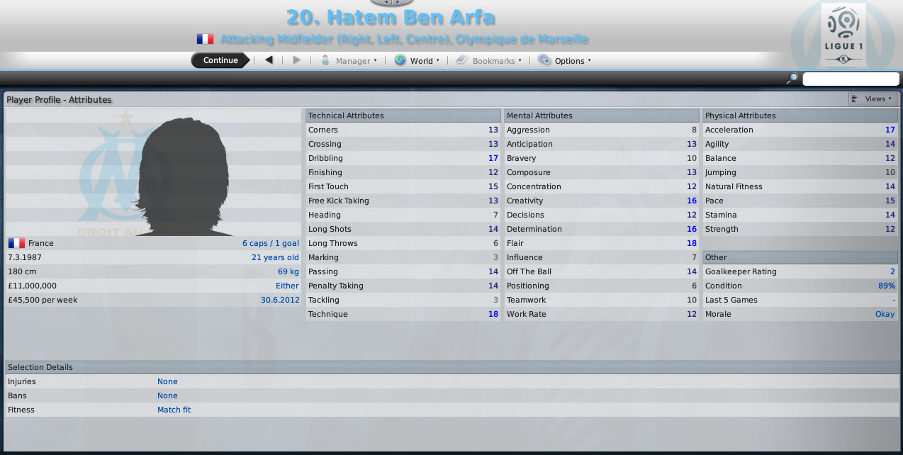 FM2008 Wonderkid賓艾化(Ben Arfa)。(網上圖片)