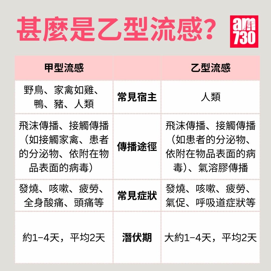 乙型流感是甚麼|常見宿主為人類(am730製圖)