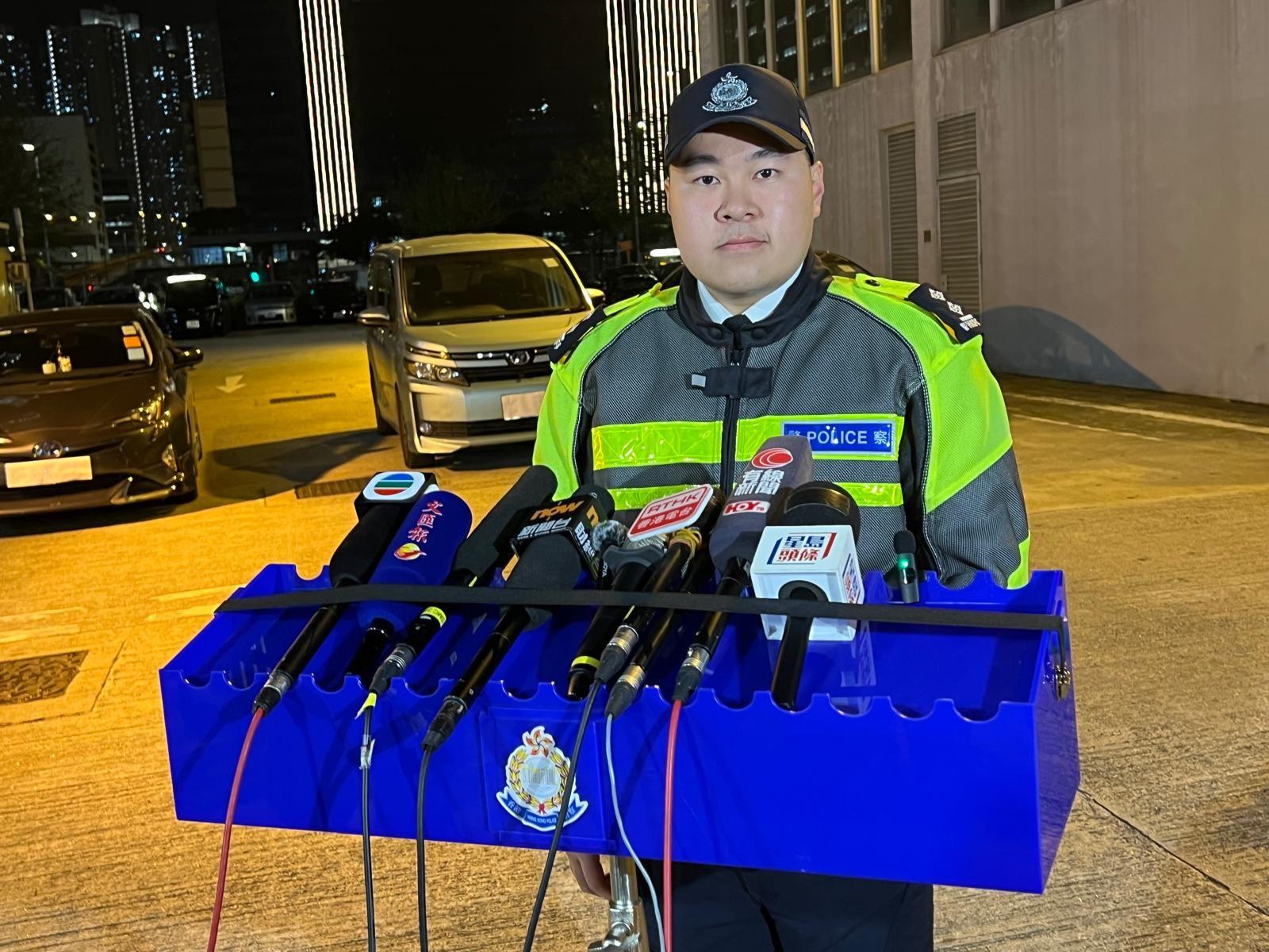 西九龍總區交通部執行及管制組特遣隊高級督察鄭皓銘簡介案情。