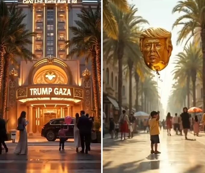 特朗普上載改造加沙AI片段。(互聯網)