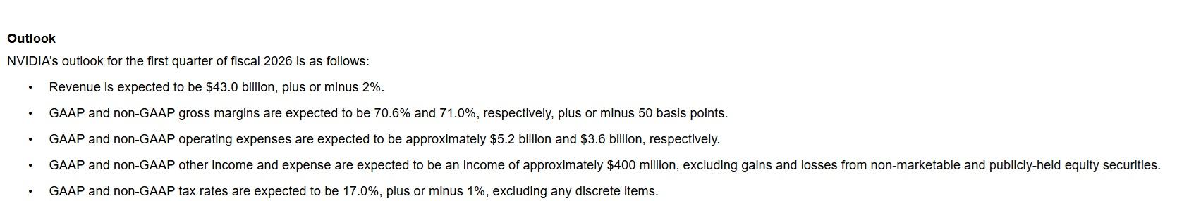 Nvidia預計第一財季毛利率續降至71%,低於市場預期的72.2%。(Nvidia業績截圖)