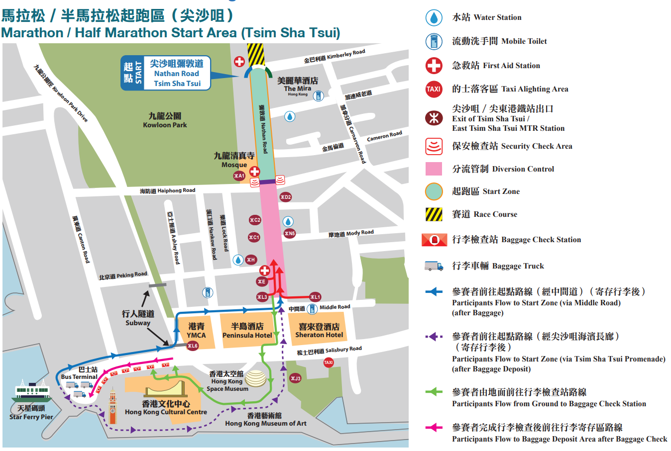 渣打馬拉松2025|馬拉松或半屆拉松起點資料圖。(渣馬官網)