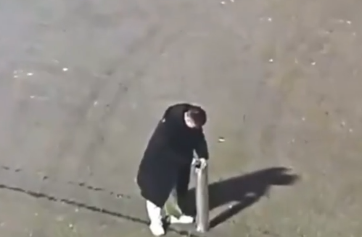 男子點燃煙火,頭部在煙火正上方(網上截圖)