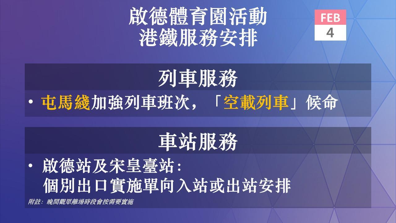 啟德體育園今天舉行演練活動,港鐵將採取客流管理措施及增加列車服務。
