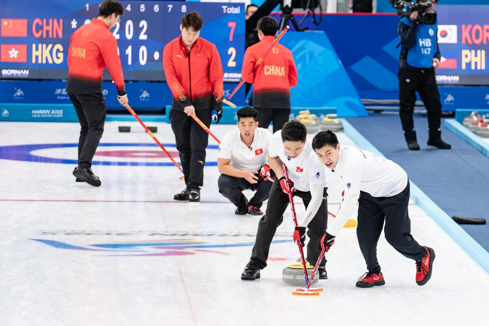亞冬運|香港隊男子冰壺銅牌戰負國家隊 無緣獎牌。(相片由港協暨奧委會提供)