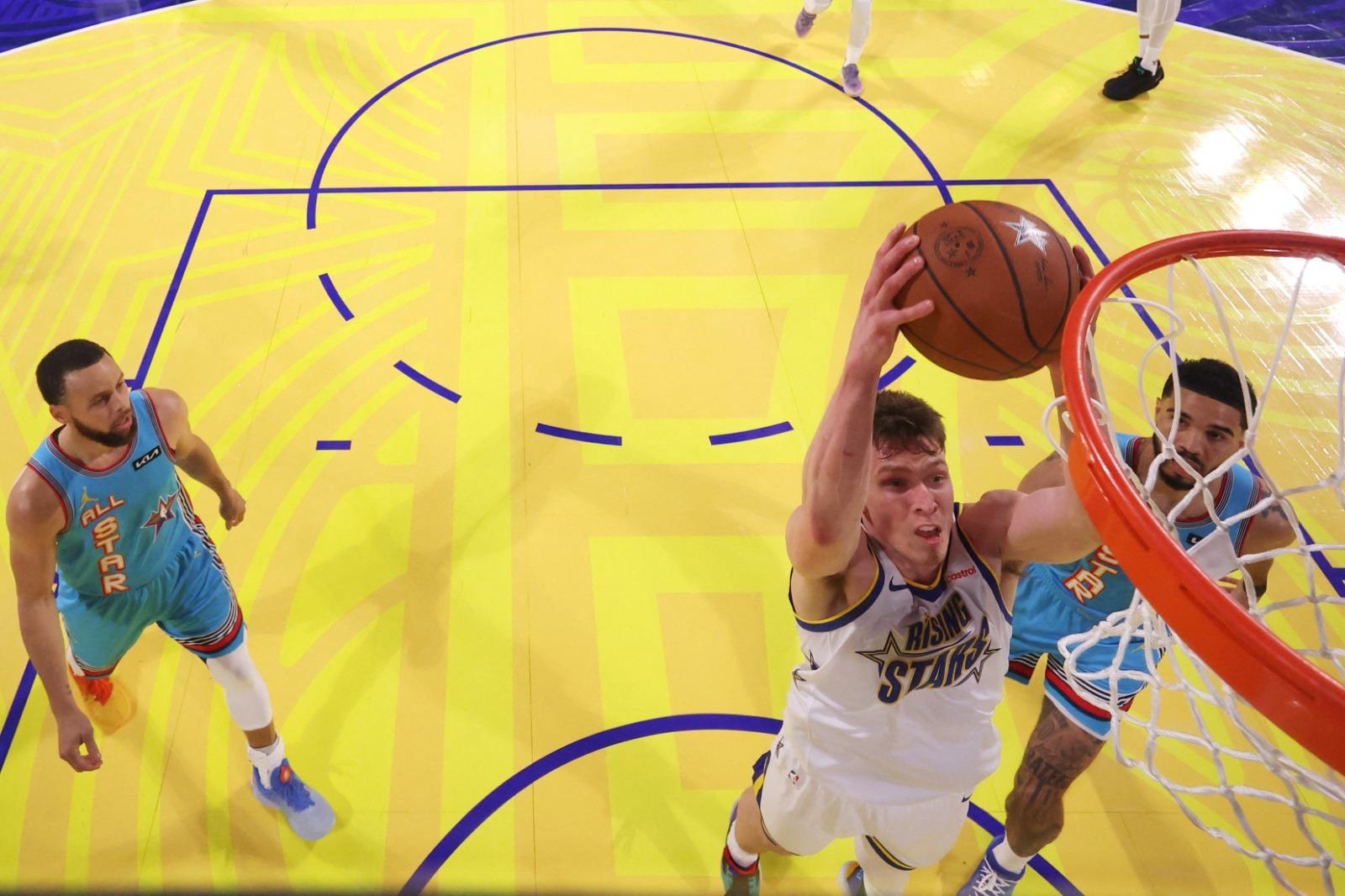 明星賽2025|湖人新秀基歷治(Dalton Knecht)對Team Shaq取得8分。(路透社)