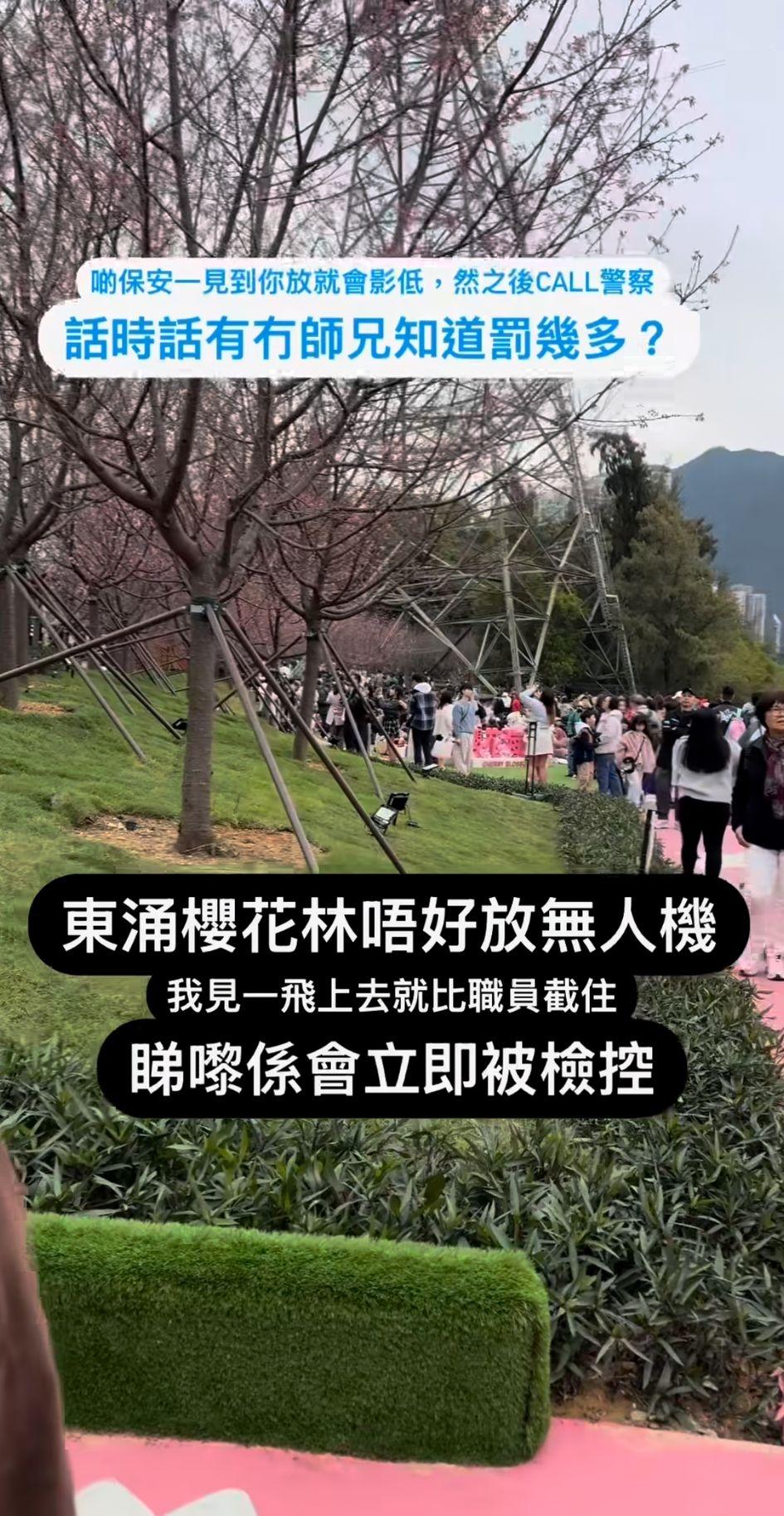 29歲男子機場櫻花園內放無人機。(IG「olded_chan」截圖)