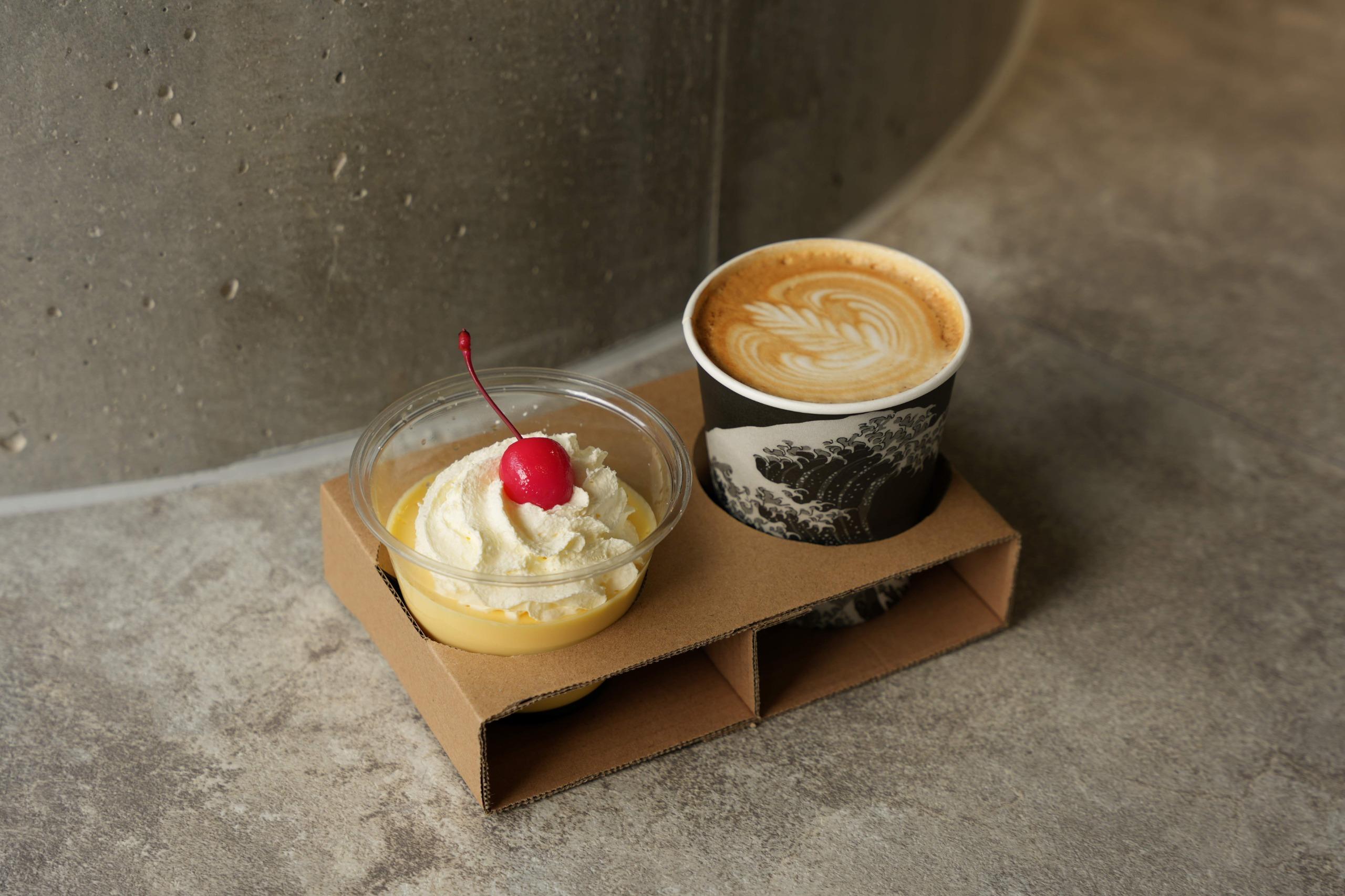 自家製日式焦糖布丁$28 Latte$38